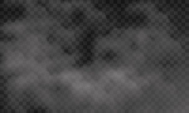weiße Wolke oder Rauch isoliert auf schwarzem Hintergrund - Vektor, Bild