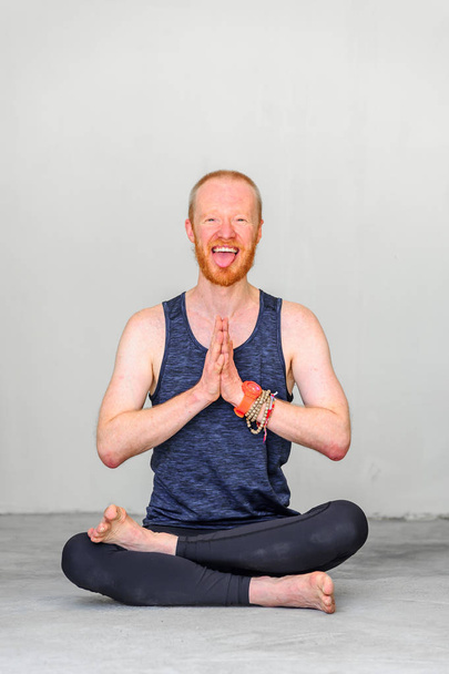 Yoga teacher showing different yoga poses  - Фото, изображение
