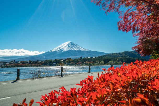 Monte Fuji na cor de outono, Japão
 - Foto, Imagem