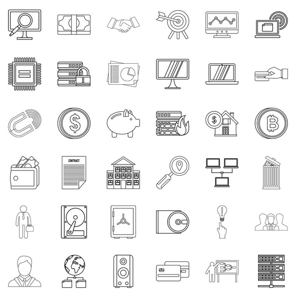 Presentation icons set, outline style - Vector, Image