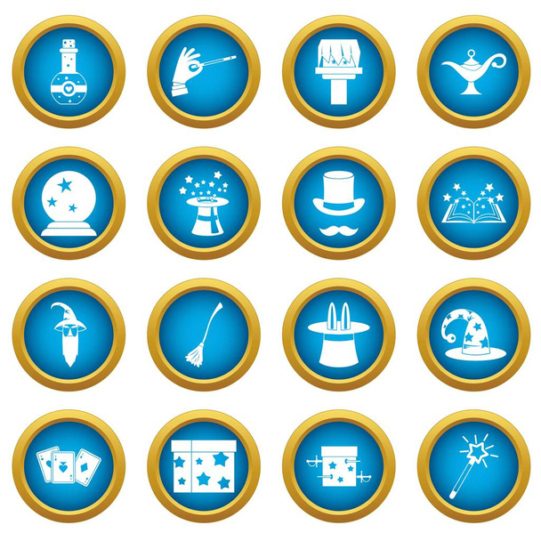 Magic icons blue circle set - Vector, Image