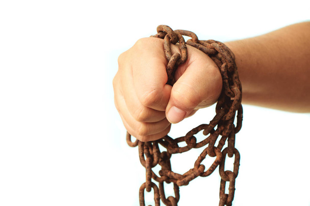 hand fist with chain isolated - Photo, Image