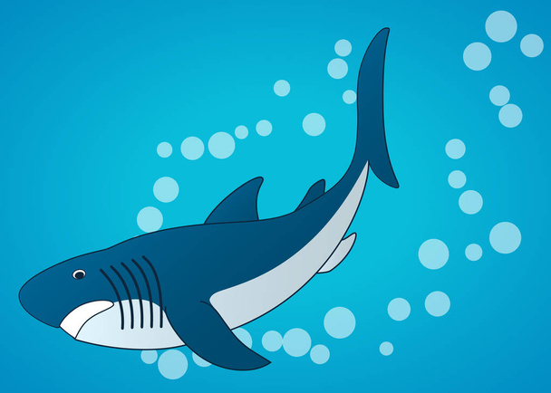 Tubarões. Fundo submarino do mar. Desenhos animados planos Ilustrações vetoriais
 - Vetor, Imagem