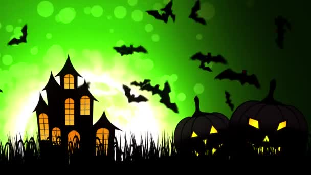 Halloween Castle w tło zielony - Materiał filmowy, wideo
