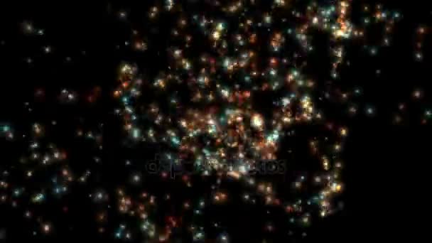 4 k abstracte flare ster vuurwerk, vuur deeltje, onderwater puin sterren achtergrond - Video
