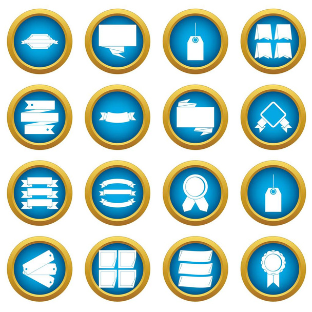 Different colorful labels icons blue circle set - Vektor, obrázek