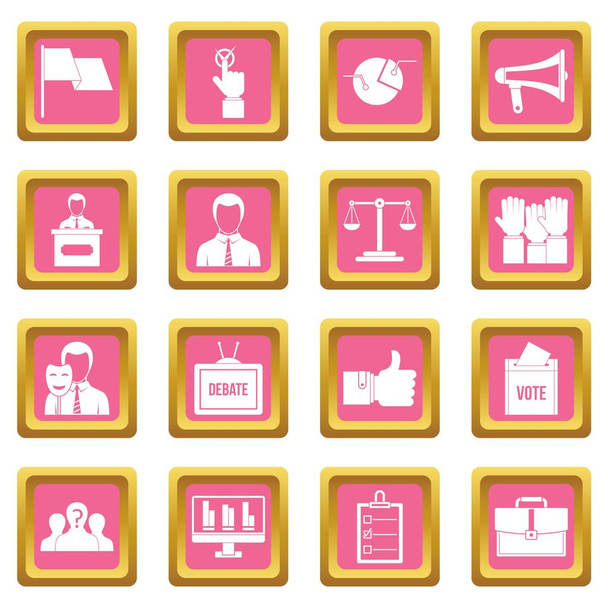 Election voting icons pink - Vector, afbeelding