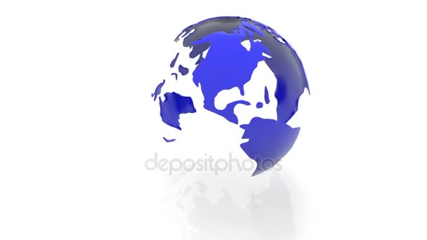 Modèle rotatif des continents de la planète Terre sur fond blanc
 - Séquence, vidéo