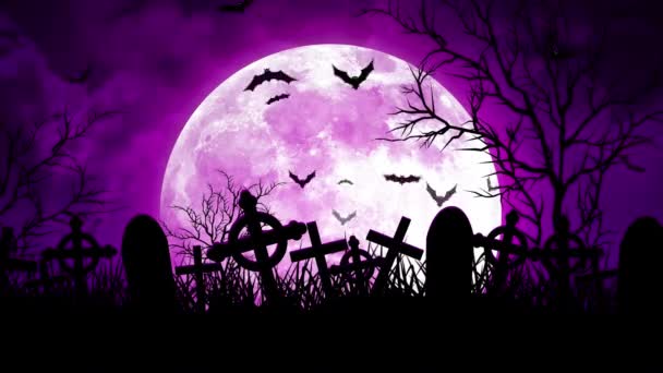 Měsíc nad hřbitov v purpurové nebe - Záběry, video