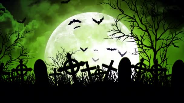 Місяць над кладовищі в зелений небо - Кадри, відео