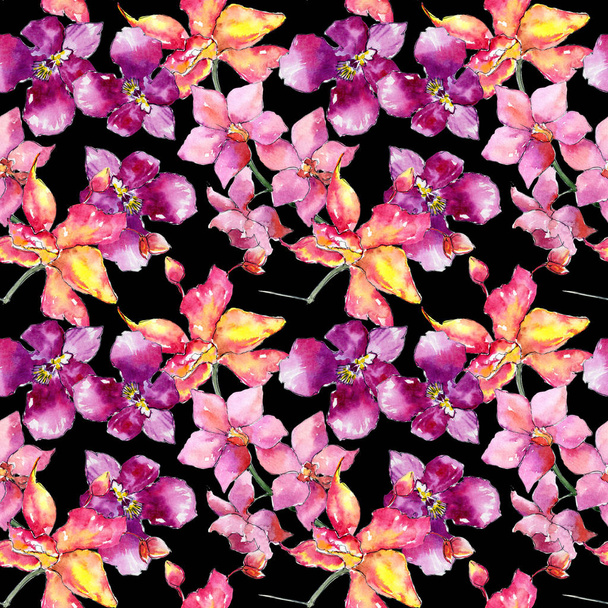Luonnonkukka orkidea kukka kuvio akvarelli tyyli
. - Valokuva, kuva