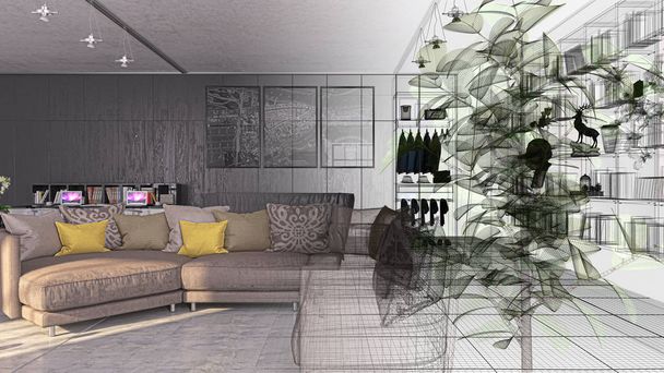 Квартира, 3d-рендеринга проект, интерьер, спальня, роскошь, 3d Иллюстрация - Фото, изображение