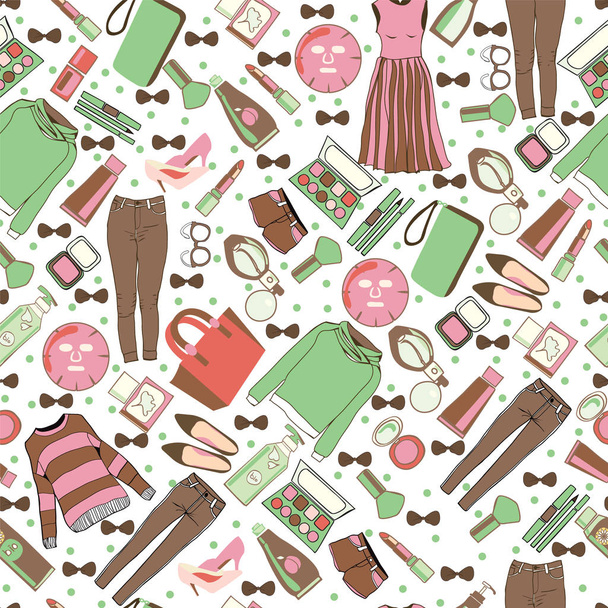 Vector of hand drawn fashion collection of clothes and accessori - ベクター画像