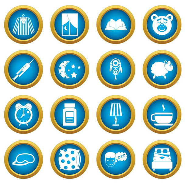Sleep icons blue circle set - Vettoriali, immagini