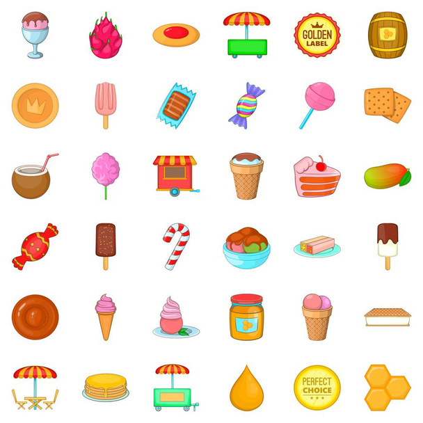 Ice cream icons set, cartoon style - Вектор,изображение