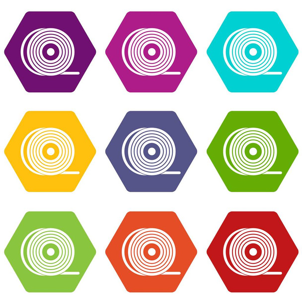 Abs or pla filament coil icon set color hexahedron - Vector, imagen