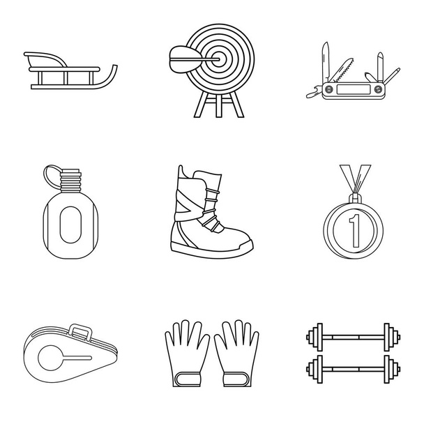 Penknife ikonok készlet, körvonalazott stílus - Vektor, kép