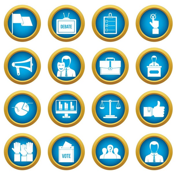 Election voting icons blue circle set - Vector, Image