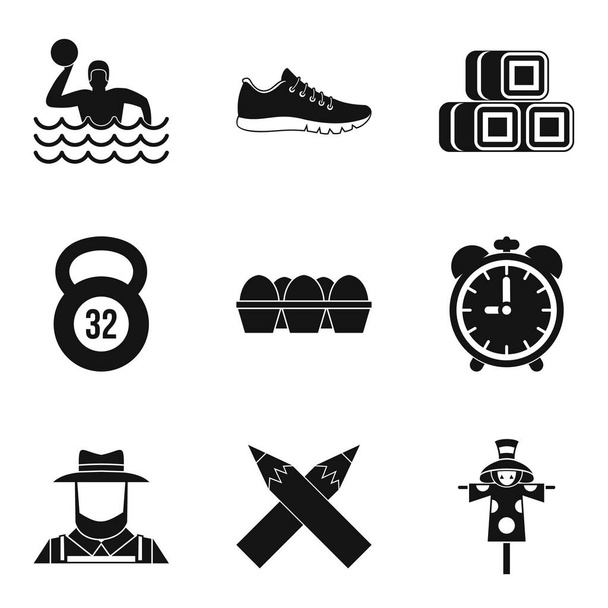Набор иконок для тренировки пловцов, простой стиль
 - Вектор,изображение