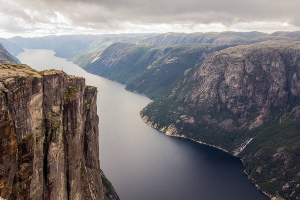 Aerial view of Lysefjorden from the mountain Kjerag, in Forsand municipality in Rogaland county, Norway. - Photo, Image