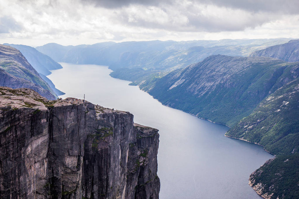 Aerial view of Lysefjorden from the mountain Kjerag, in Forsand municipality in Rogaland county, Norway. - Foto, Imagem
