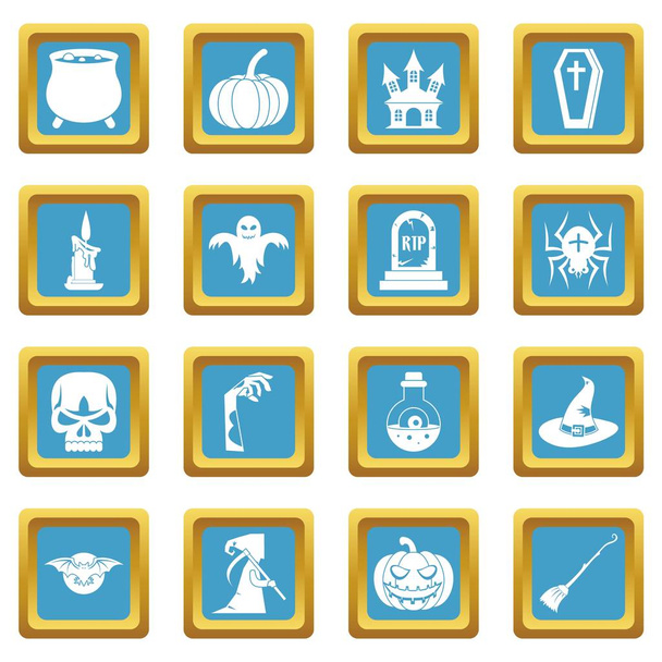 Halloween icons azure - Вектор, зображення