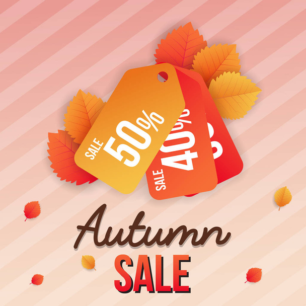 Autumn sale square banner background - Vector, Image