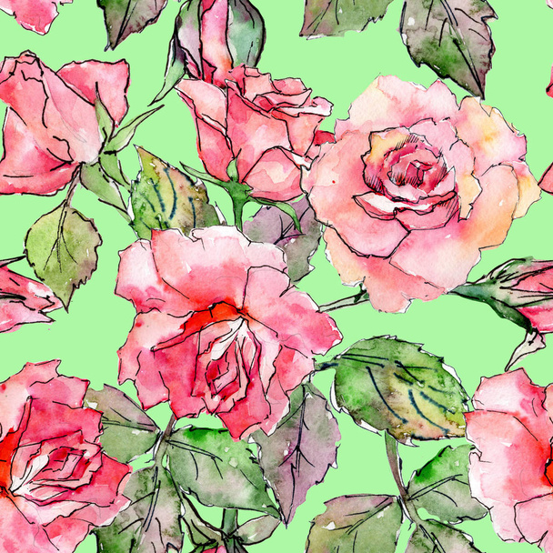 Wildflower rose flower pattern in a watercolor style. - Φωτογραφία, εικόνα