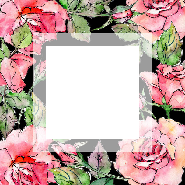 Wildflower rose flower frame in a watercolor style. - Φωτογραφία, εικόνα