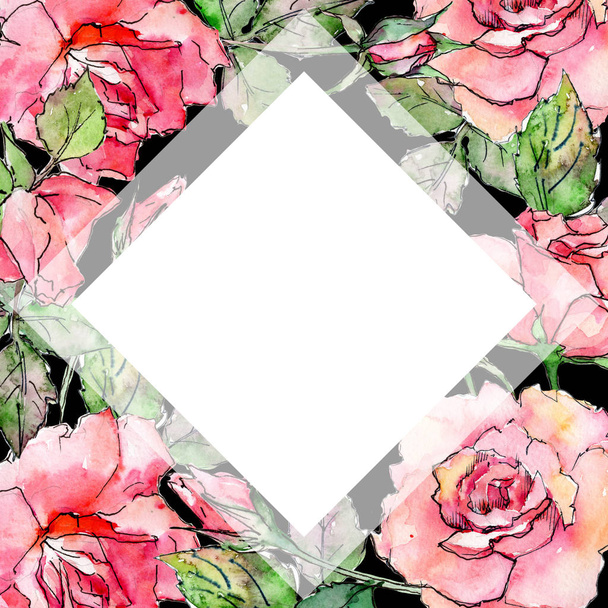 Flor silvestre rosa marco de flores en un estilo de acuarela
. - Foto, Imagen