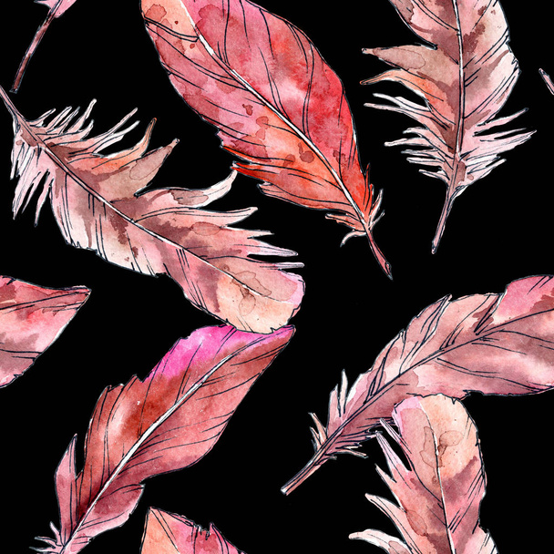 Watercolor bird feather pattern from wing. - Foto, afbeelding
