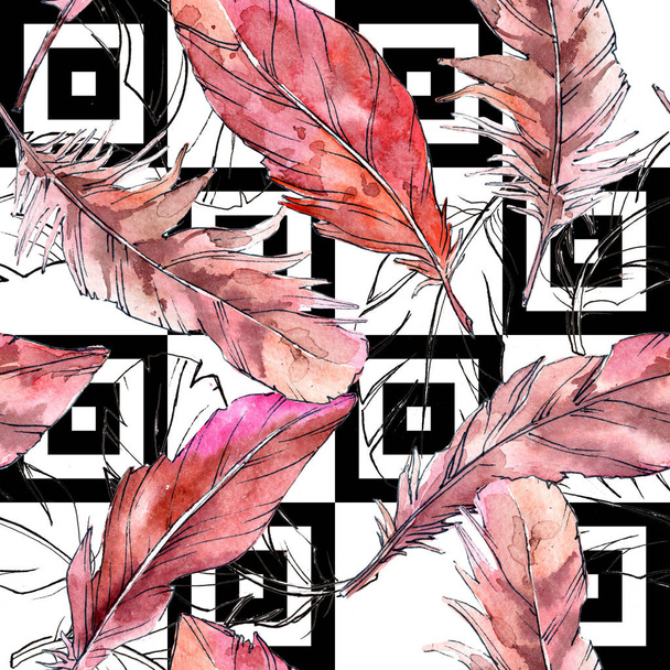 Watercolor bird feather pattern from wing. - Foto, immagini