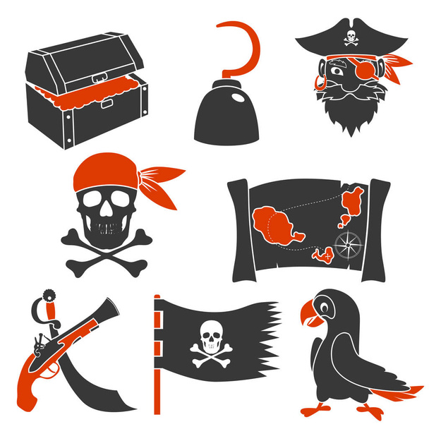 Jednoduché ikony set Piráti - Vektor, obrázek