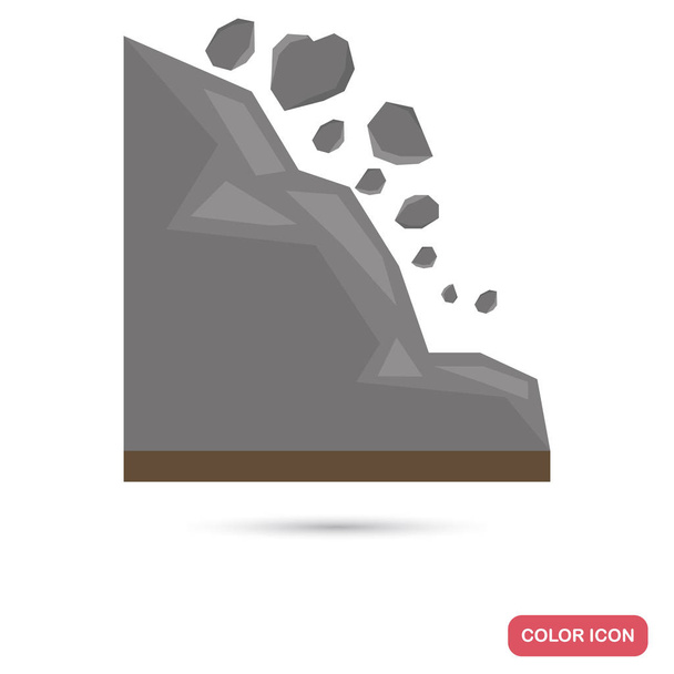 landslide in the mountains color flat icon - Wektor, obraz