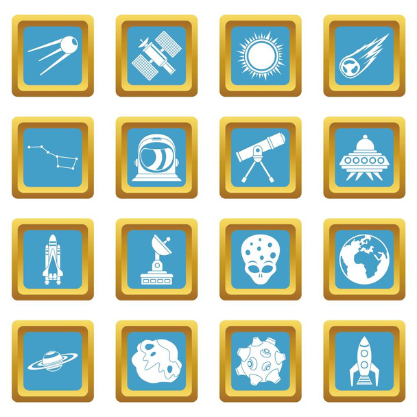 Space icons azure - Vektor, kép