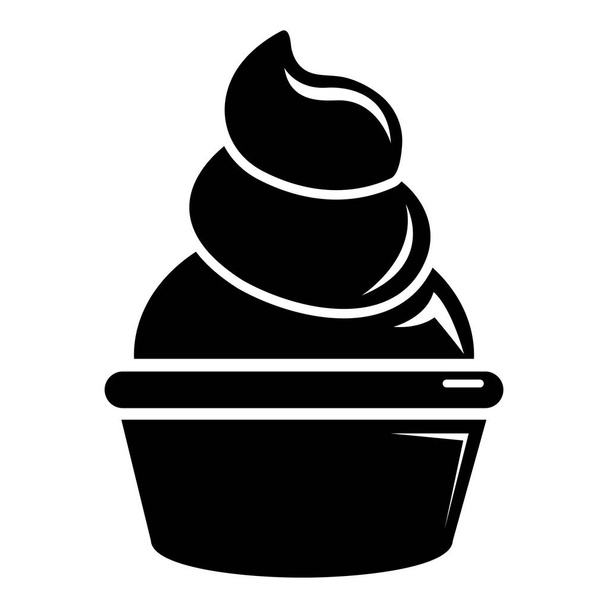 Cream cupcake icon, simple black style - Vektor, kép