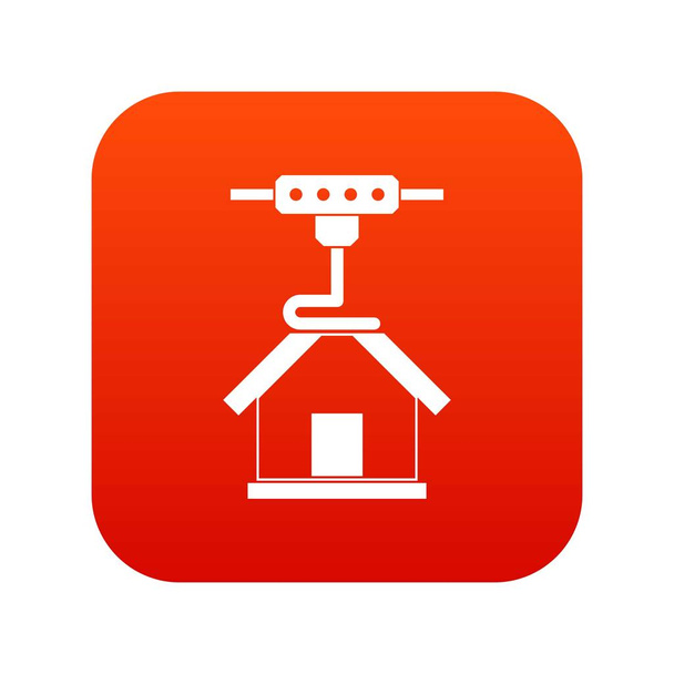 3d printer printing house icon digital red - Вектор,изображение