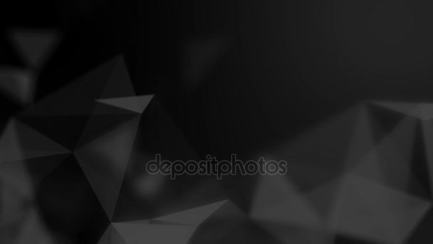 Triángulos conectados abstractos sobre fondo negro brillante. Concepto tecnológico
 - Metraje, vídeo