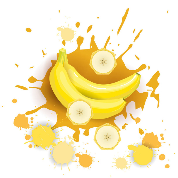 Banana Fruit Logo Watercolor Splash Design Fresh Natural Food - Vektör, Görsel