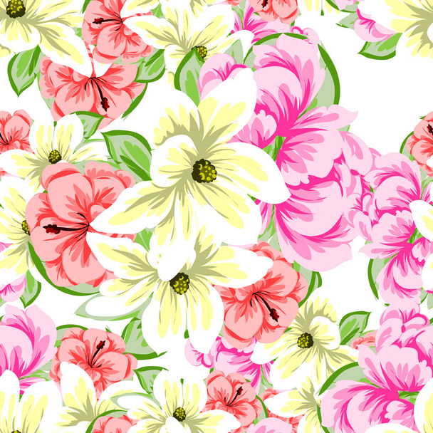 Seamless flowers pattern - Wektor, obraz
