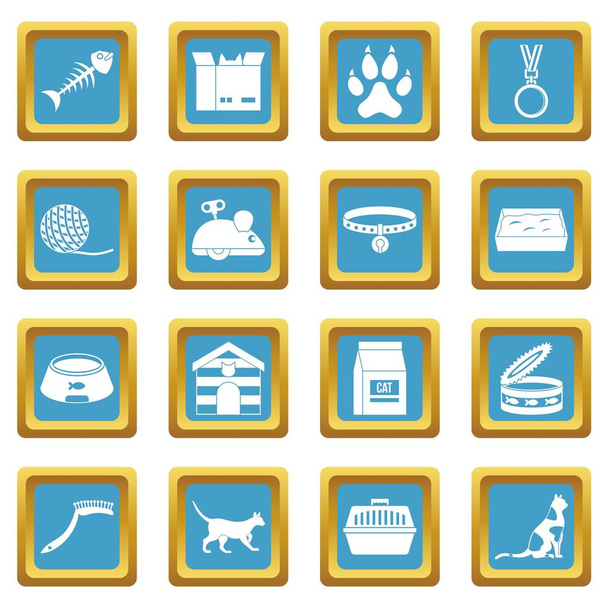 Cat care tools icons azure - Vector, Image