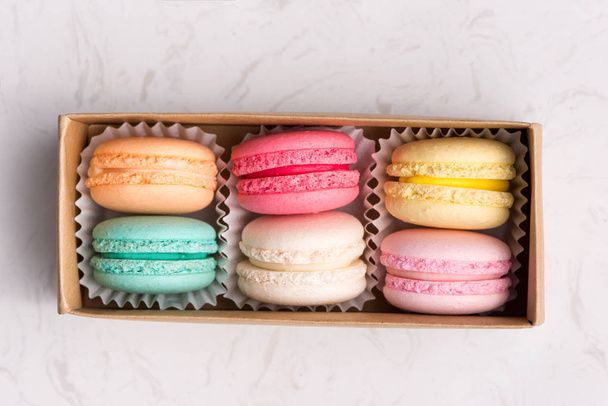 macaroons in a paper box - Photo, Image