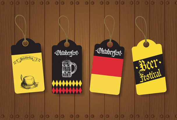 Impostare tag Oktoberfest birra tedesca Festival Flyer Design Icons Collection - Vettoriali, immagini