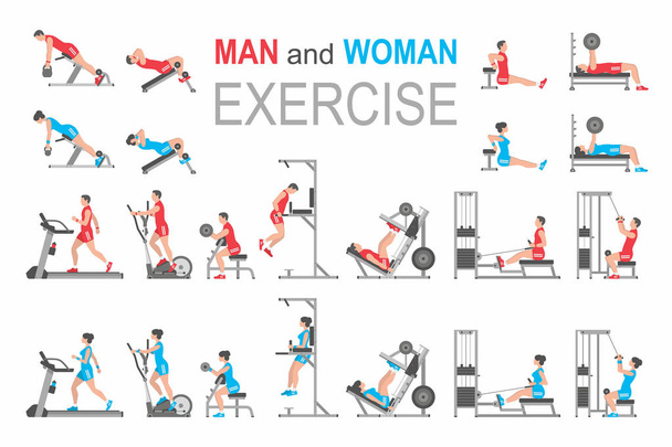 erkek ve kadın egzersiz - Vektör, Görsel