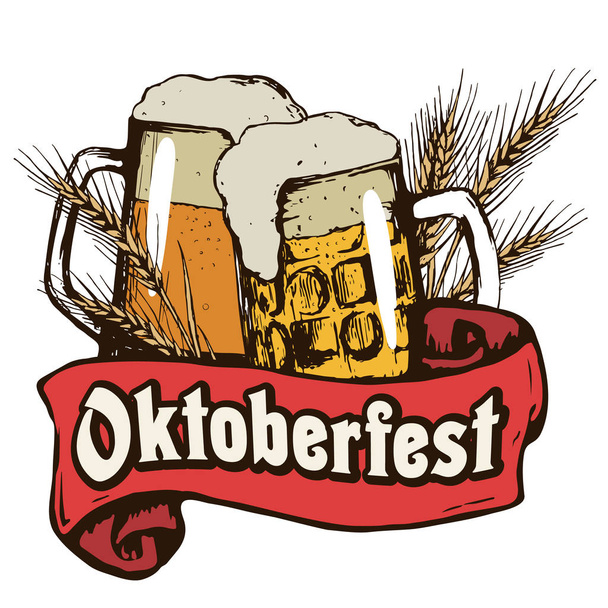 Oktoberfest beer illustration - Vetor, Imagem
