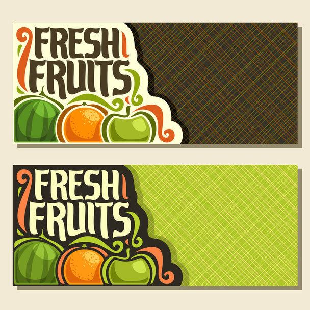 Banderas horizontales vectoriales para el set de frutas frescas
 - Vector, imagen