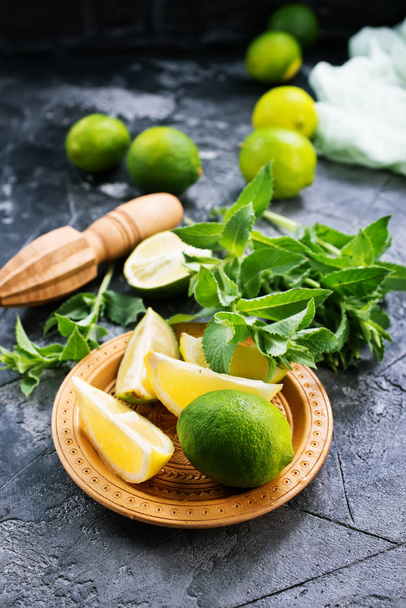 mint leaves and lime for mojito - Photo, Image
