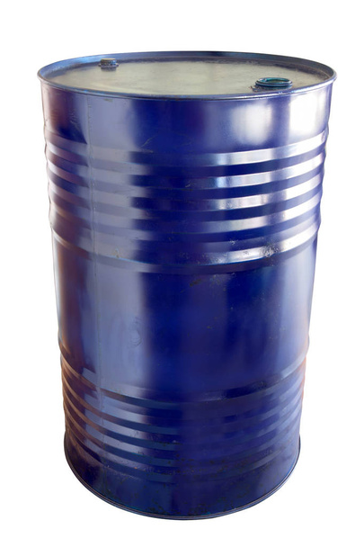 Tweehonderd liter olie vaten blauwe kleur - Foto, afbeelding