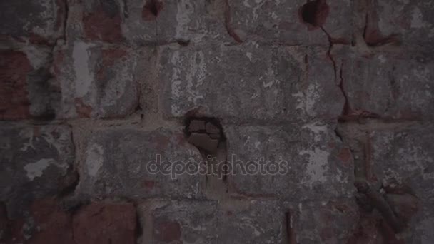 παλιός τοίχος από κόκκινο τούβλο - Πλάνα, βίντεο