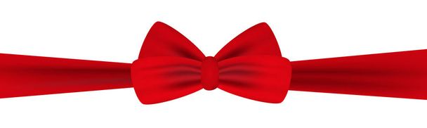 Red bow with ribbon isolated on white background. Vector  - ベクター画像